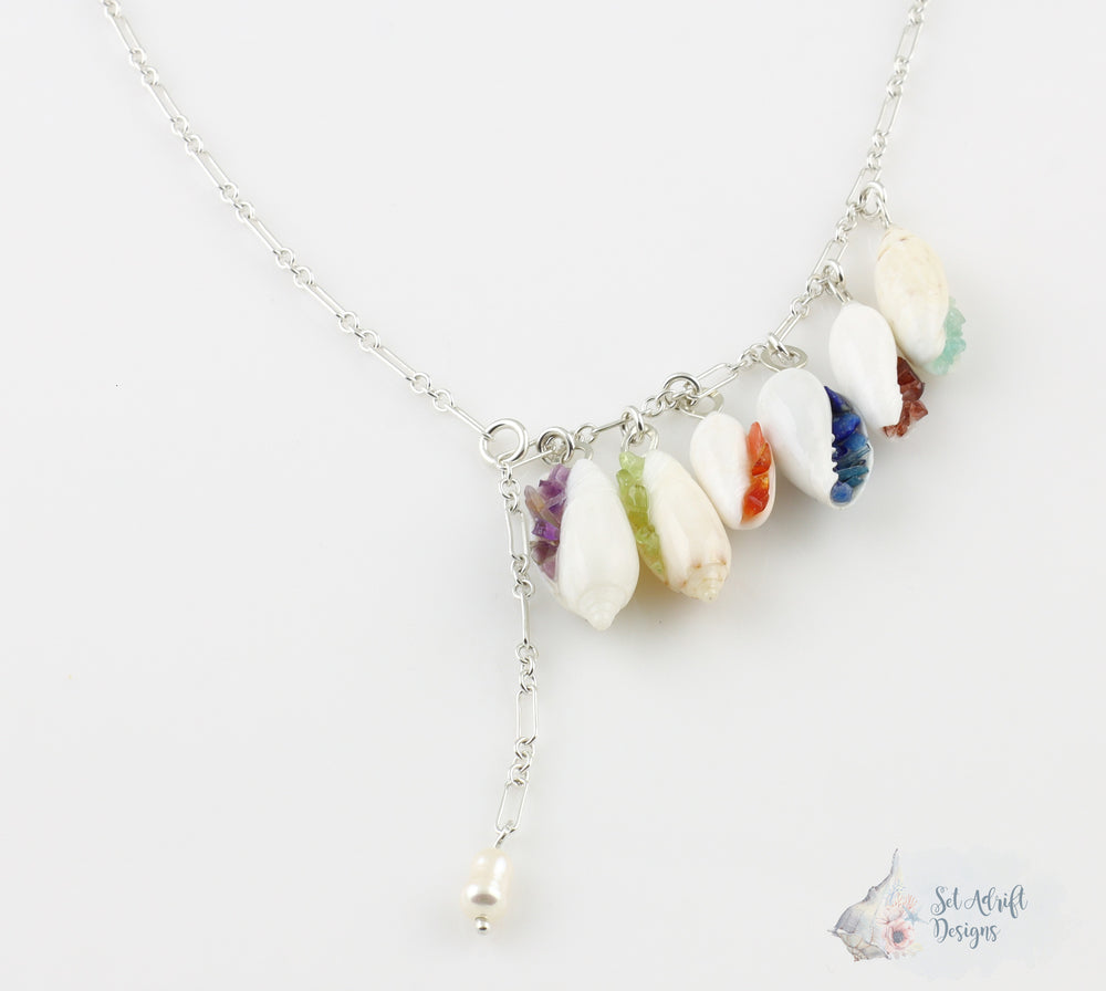 White Olive Shell Asymmetrical Necklace