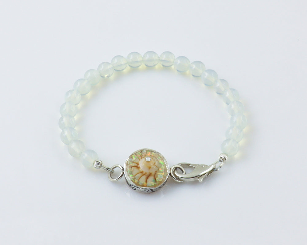 Lightening Whelk & Opalite Bead Bracelet