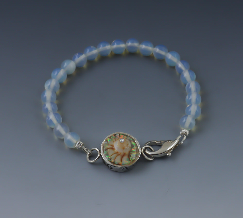 Lightening Whelk & Opalite Bead Bracelet