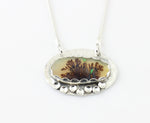 Dendritic Agate East West Oval Pendant