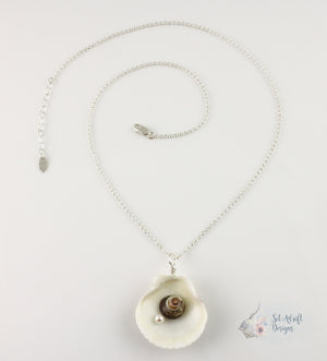 Freshwater Pearl in Scallop Shell Pendant: Large