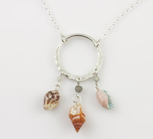 Mini Shell & Labradorite Circle Pendant