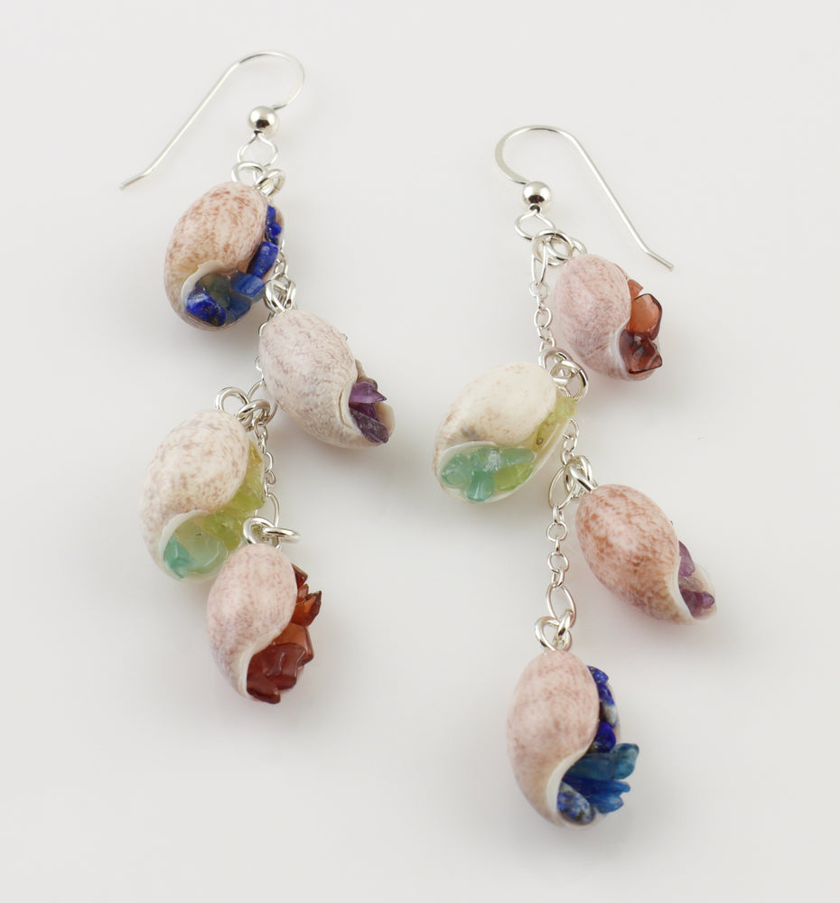 
            
                Load image into Gallery viewer, Long Bubble Shell Statement Earrings
            
        