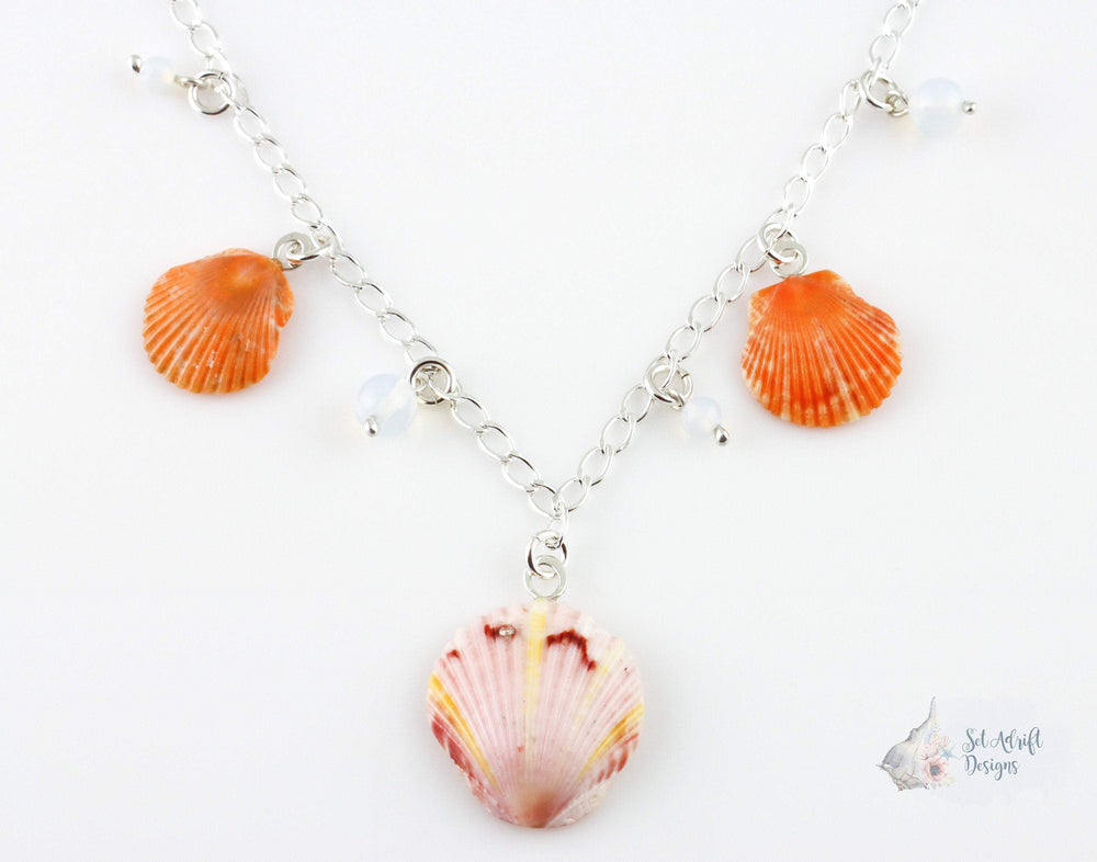 
            
                Load image into Gallery viewer, Orange &amp;amp; Pink Scallop Shell Necklace
            
        