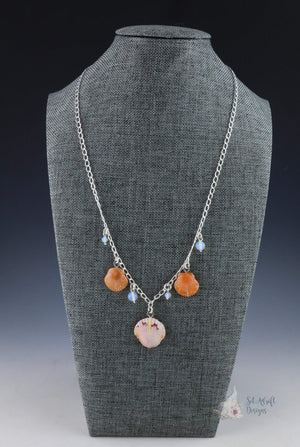 Orange & Pink Scallop Shell Necklace